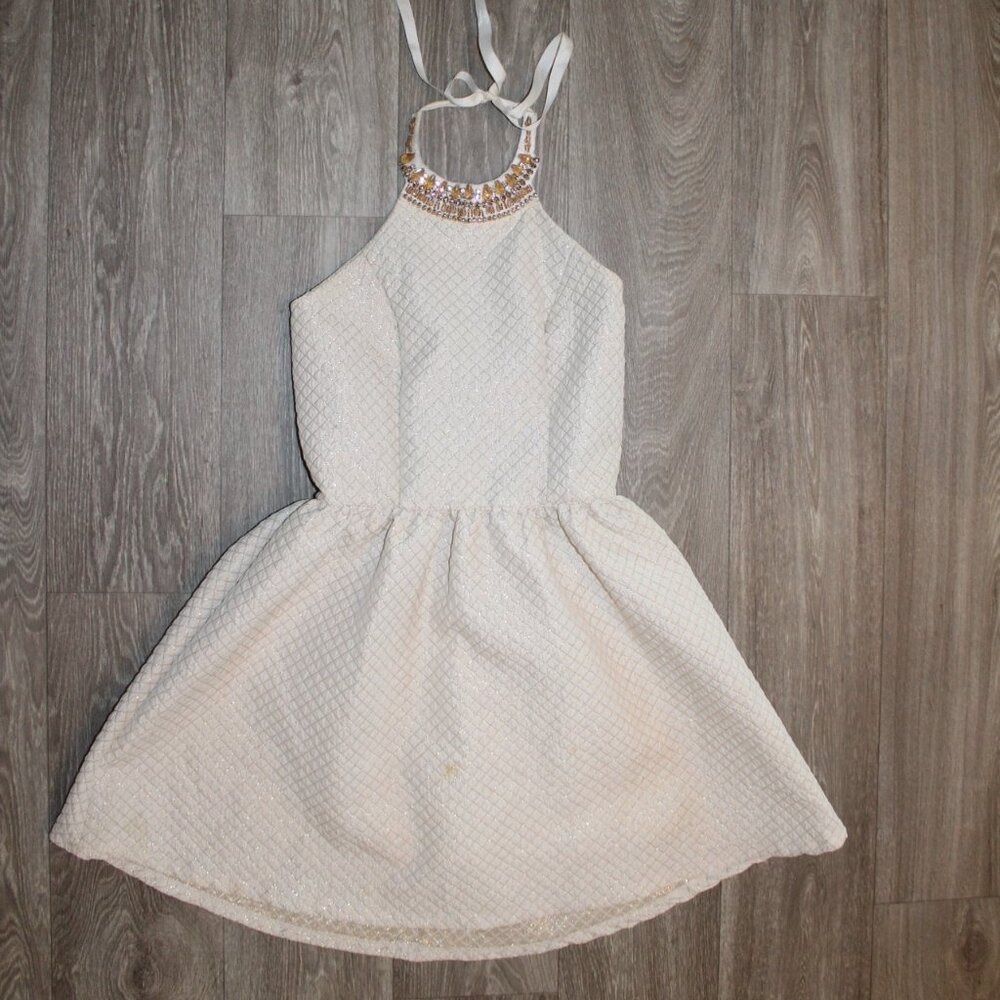 A-Line Dress with Jeweled Neck - XSmall